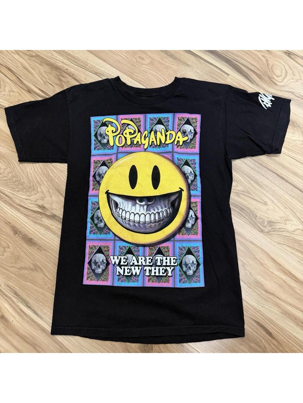 Vtg Ron English Popaganda We Are The New They Skull Smiley Tee S Streetwear Art